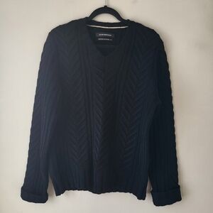 Club Monaco V-Neck Black Wool Blend Knit Sweater